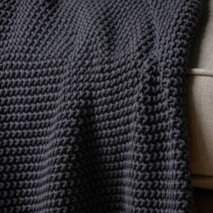 Nkuku Nahan Moss Stitch Cotton Throw Charcoal